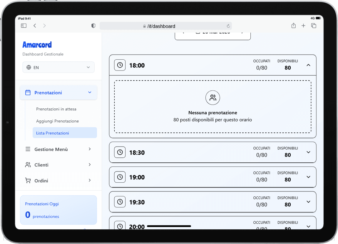 Sito Web per Ristorante – Amarcord Restaurant — screenshot 6