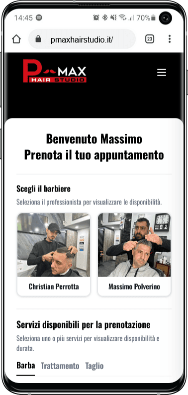 Gestionale Web per Barber Shop – P-Max Hair Studio — screenshot 1