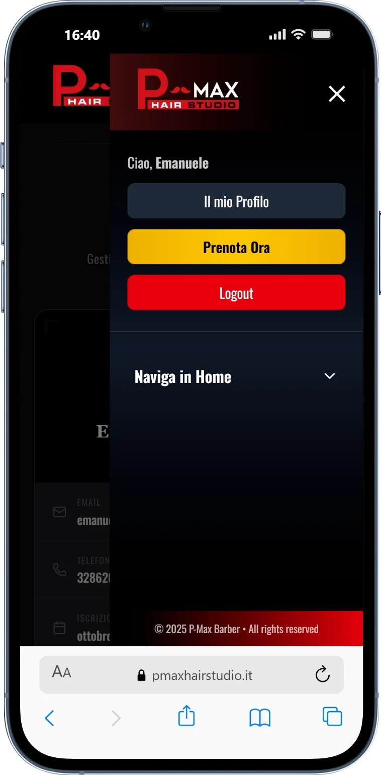 Gestionale Web per Barber Shop – P-Max Hair Studio — screenshot 5